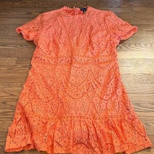 Aqua Vibrant Orange Lace Mini Dress Size Large
